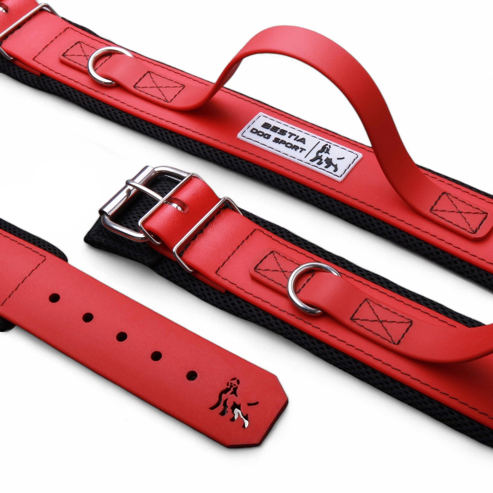 BESTIA DOG SPORT HANDLE COLLAR ALL RED-0