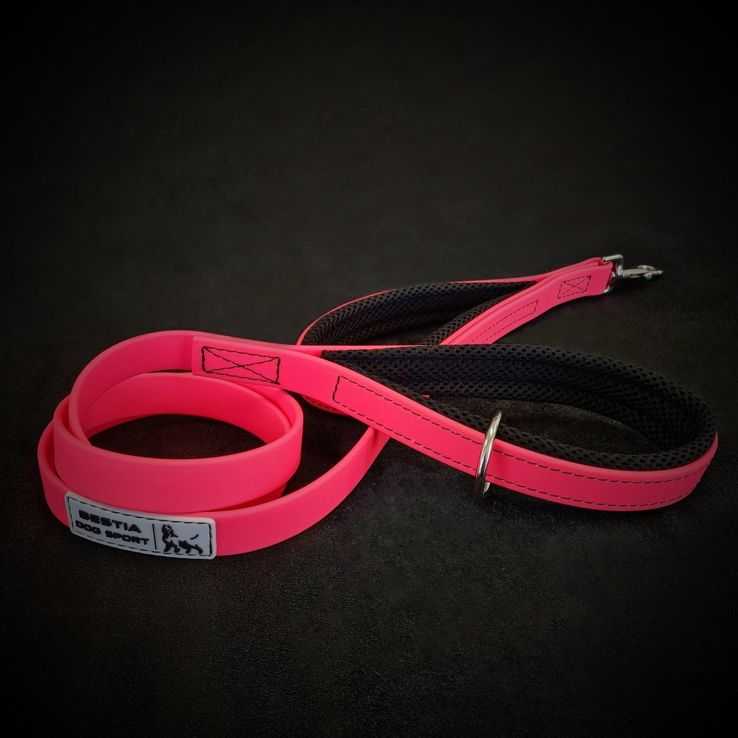 BESTIA DOG SPORT dual handle leash neon pink-1