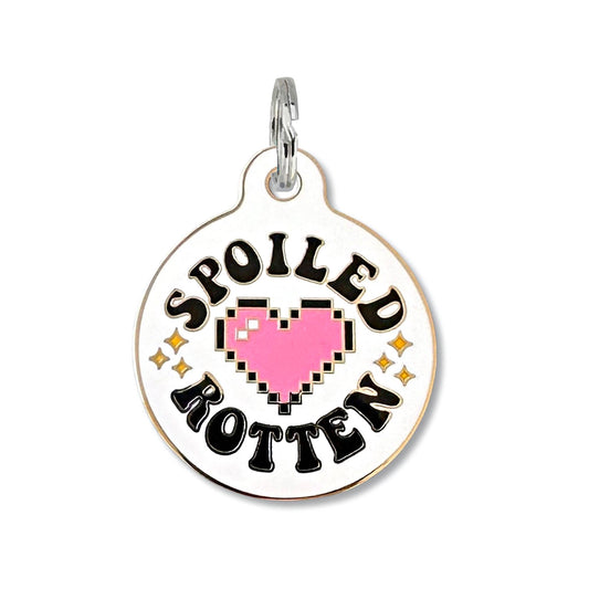 Spoiled Rotten - Dog ID Pet Tag Collar Charm Accessory: Collar Charm (blank backside) / Large 1.25"