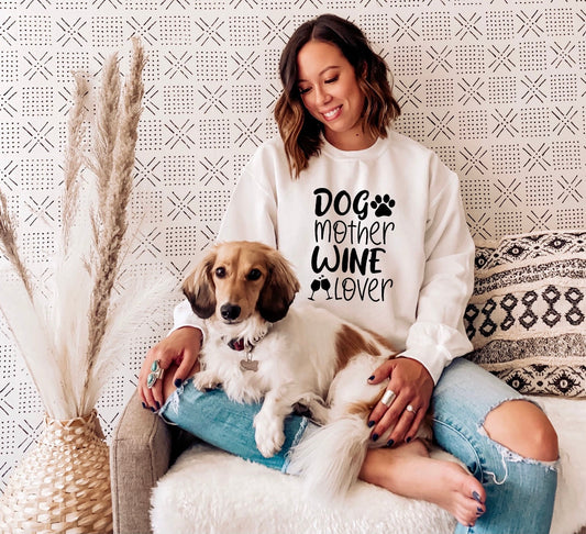 Dogs Mother Wine Lover Sweater - Fur Mama Sweatshirt Gift For Dog Lover Dog Mom Shirt - Dog Mom Sweater - Dog Mom Gift - Dog Lover-0