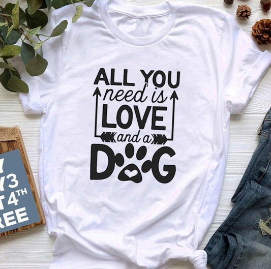 All You Need Is Love And A Dog Tee- Fur Mama Tee Gift For Dog Lover Dog Mom T shirt - Dog Mom Tee - Dog Mom Gift - Dog Lover-0