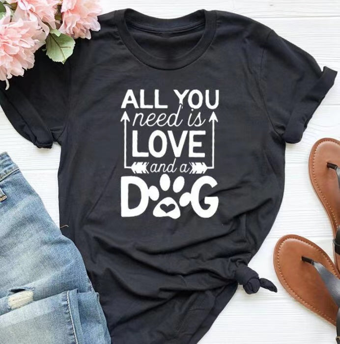 All You Need Is Love And A Dog Tee- Fur Mama Tee Gift For Dog Lover Dog Mom T shirt - Dog Mom Tee - Dog Mom Gift - Dog Lover-1