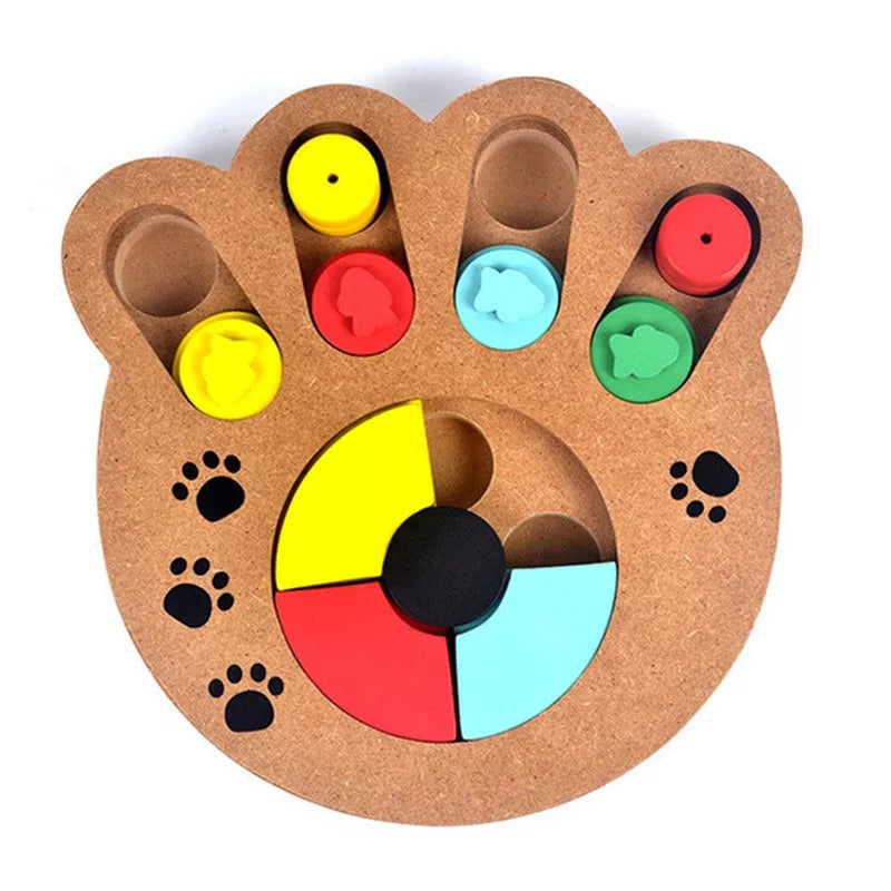 Wood Puzzle Toys Increase IQ Interactive Slow Dispensing Feeder Pet Cat Puppy Training Games FeedingFeeding Food Intelligence Toy-3