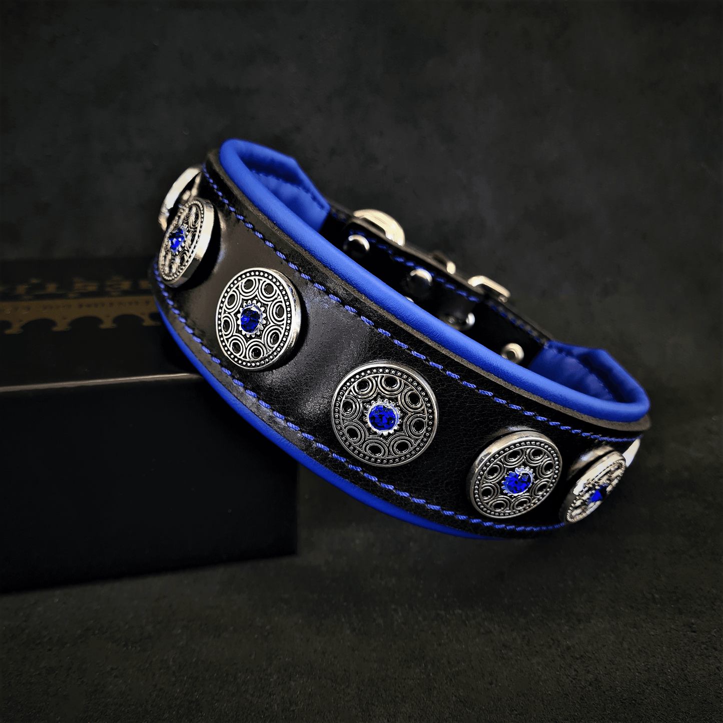 "Bijou" collar black & blue-0