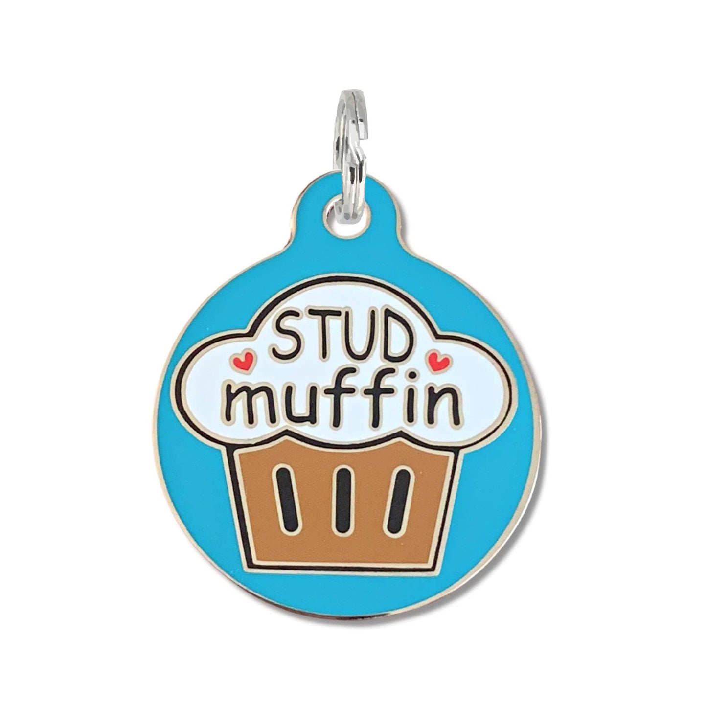 Stud Muffin - Dog Collar Charm or Pet ID Tag: Large 1.25" / Collar Charm (blank backside)