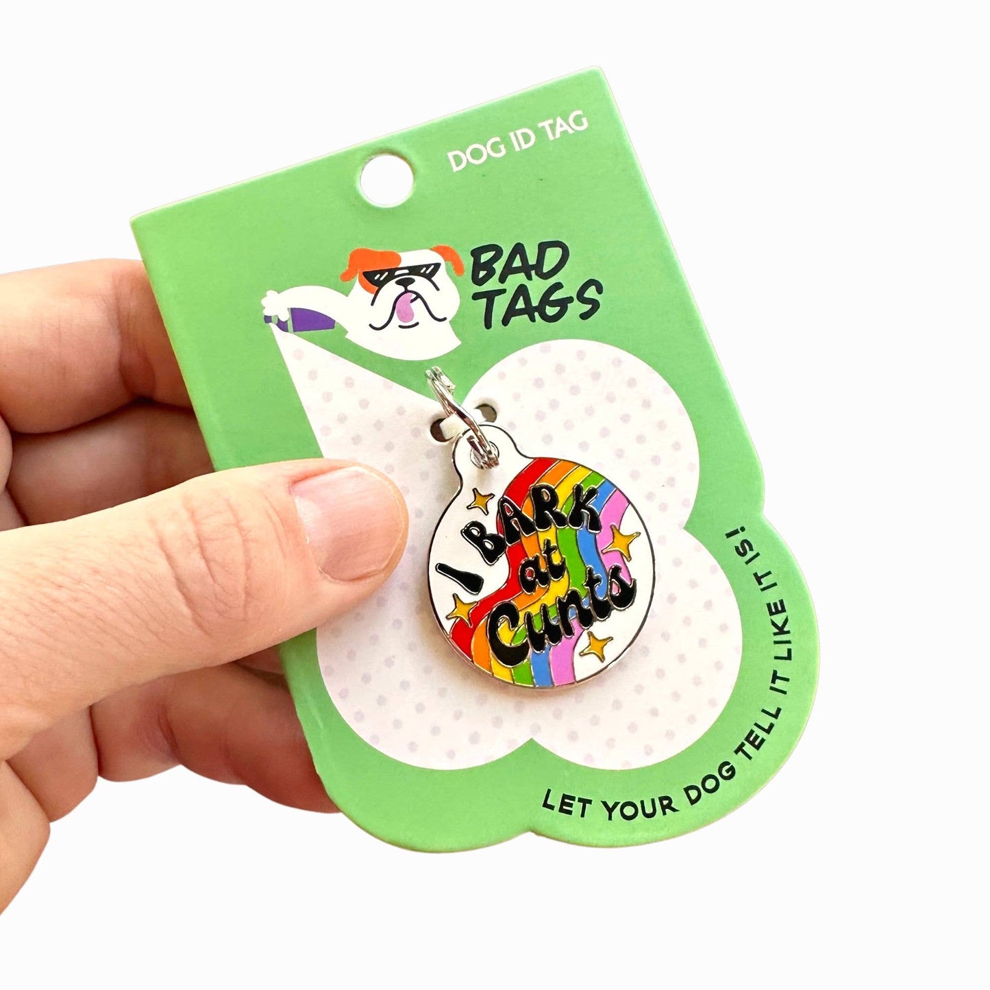 I Bark at Cunts - Funny Dog ID Tag or Collar Charm Accessory: Large / Collar Charm (Blank Backside)