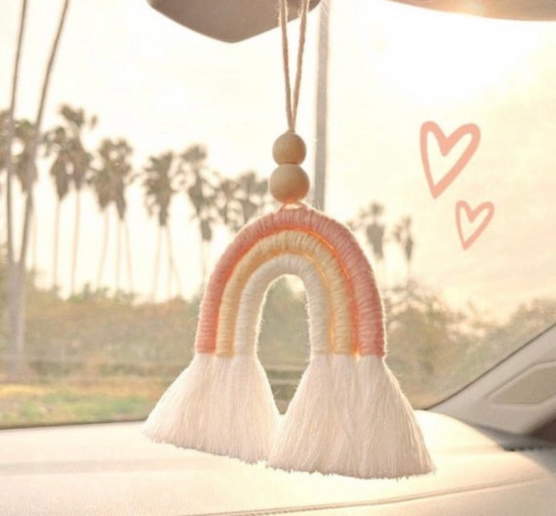 Handmade Macrame Mini Rainbow | Purse Charm | Dog Leash Decor | Keychain | Key ring | Zipper charm-0