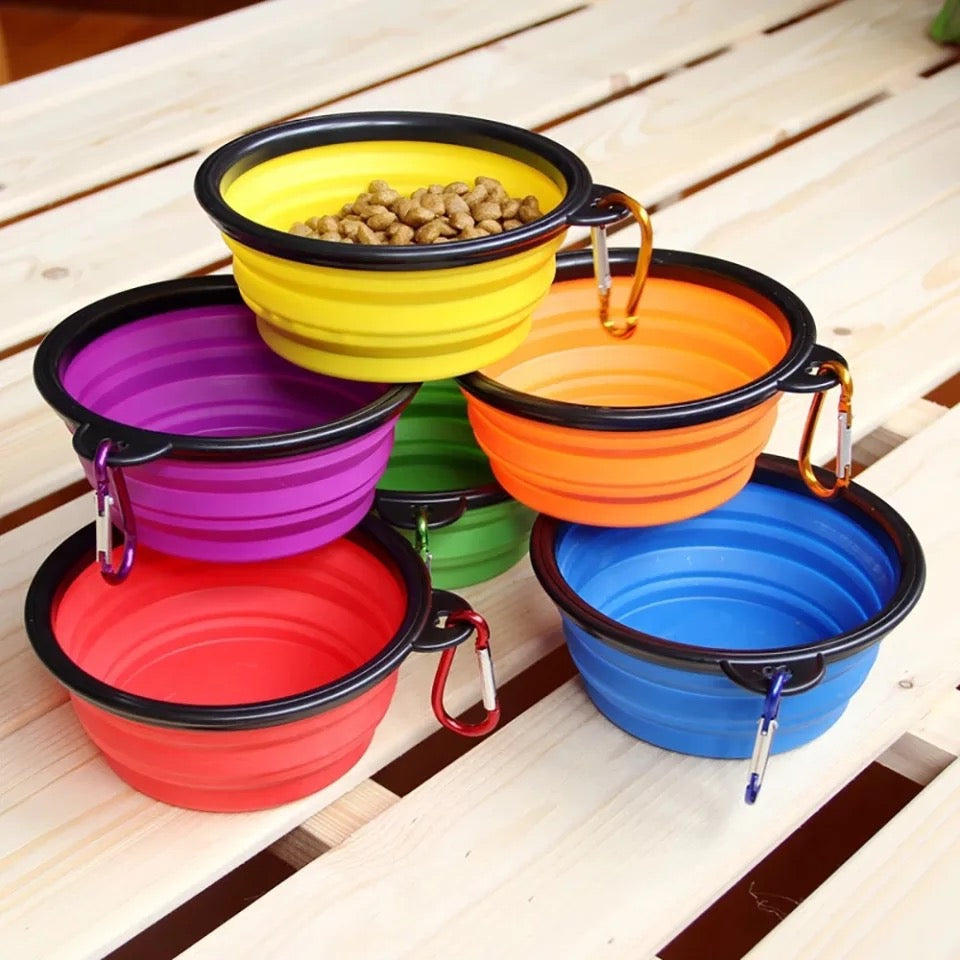 Silicone Dog Feeder Bowl With Carabiner Folding Cat Bowl Travel Dog Feeding Supplies Food Water Container Pet Accessories-4