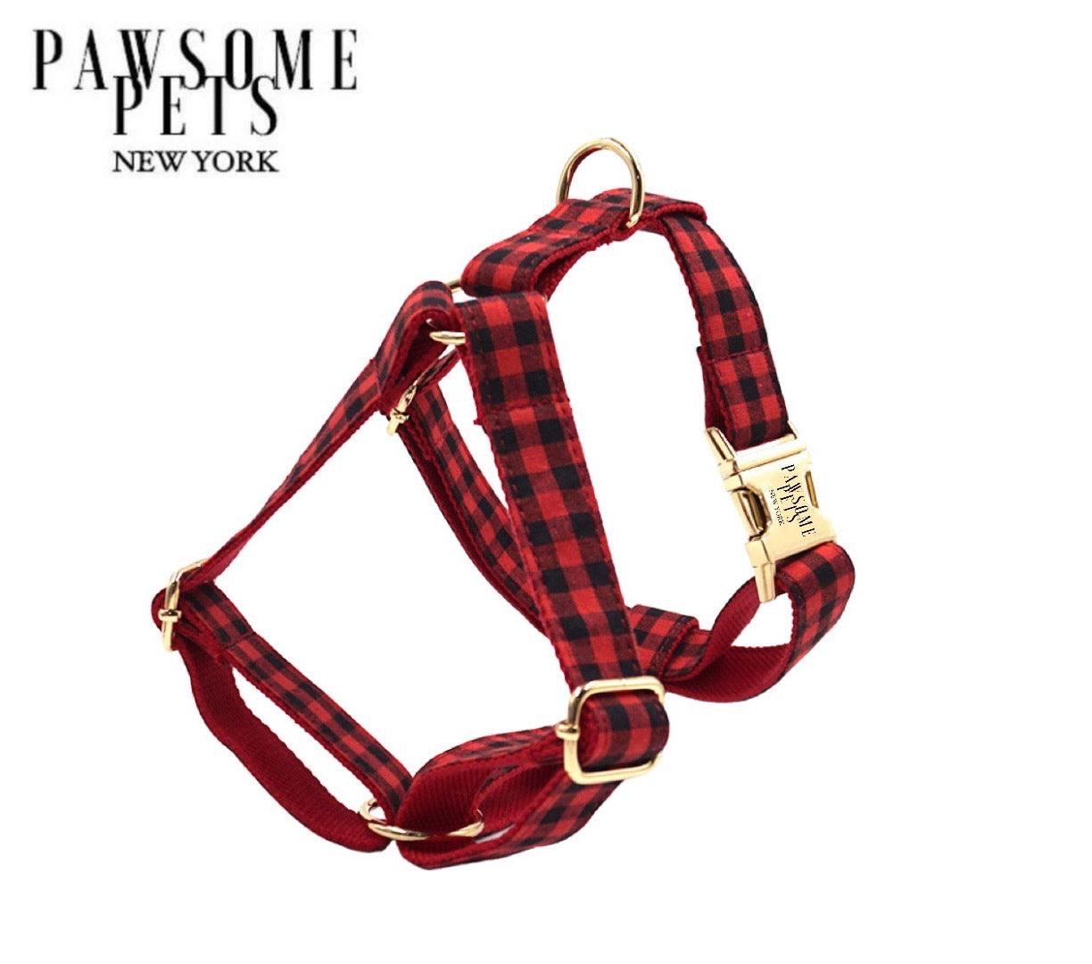 STEP IN HARNESS - RED BLACK STRIPE-0