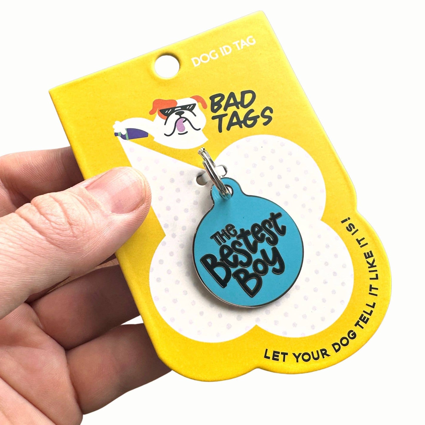 The Bestest Boy - Dog Collar Charm or Pet ID Tag: Blue / Collar Charm (blank backside) / Small 1"