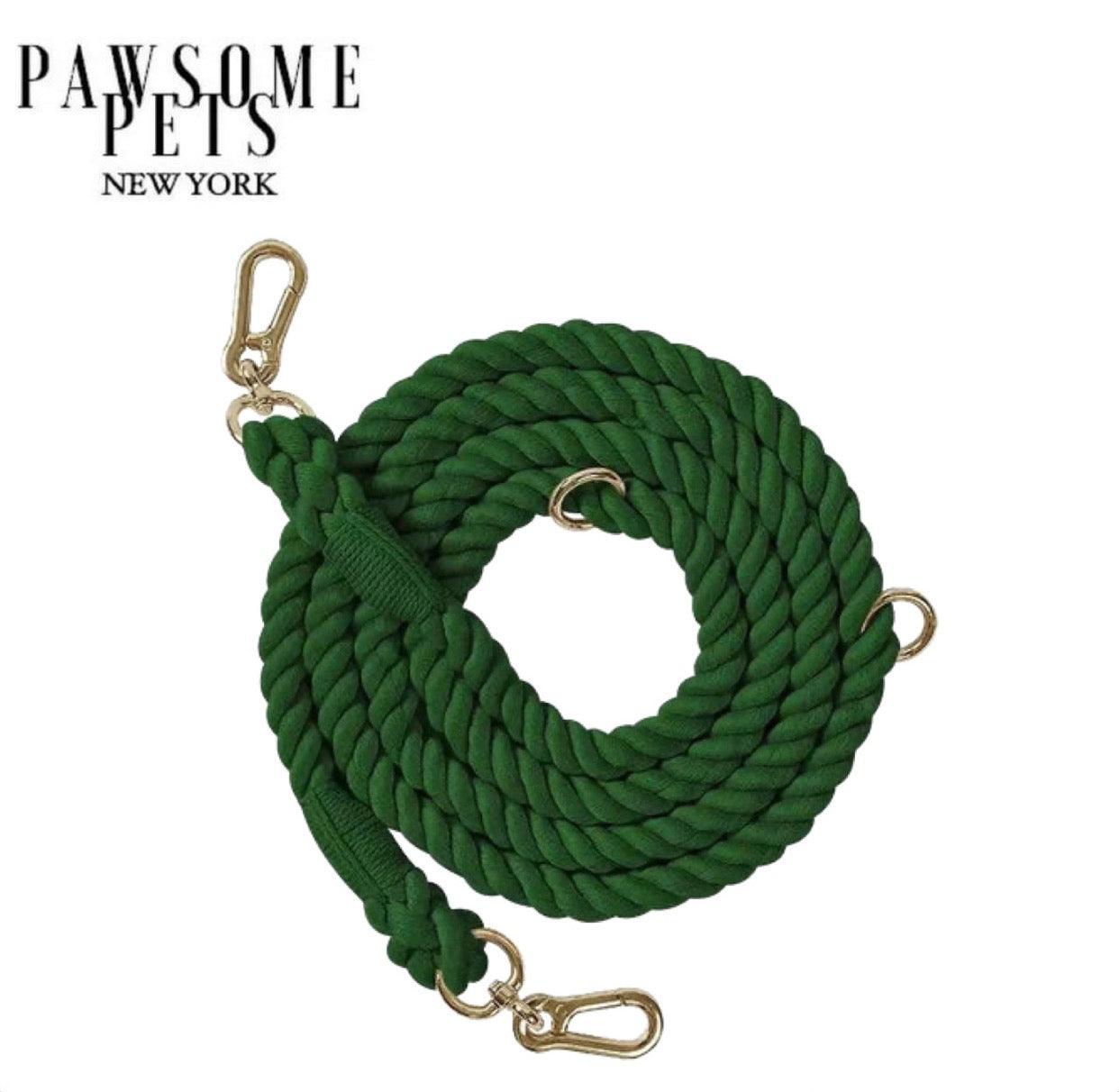 HANDS FREE DOG ROPE LEASH - HUNTER GREEN-0