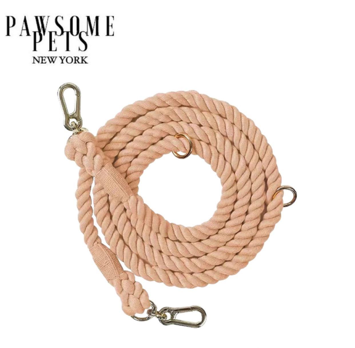 HANDS FREE DOG ROPE LEASH - COTTON CORAL-0