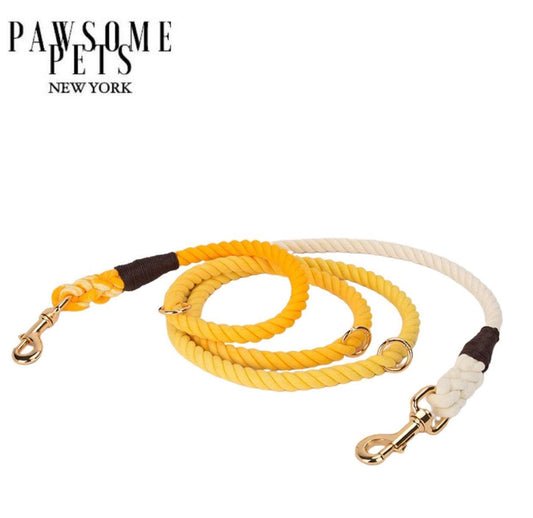 HANDS FREE DOG ROPE LEASH - OMBRE DARK YELLOW-0