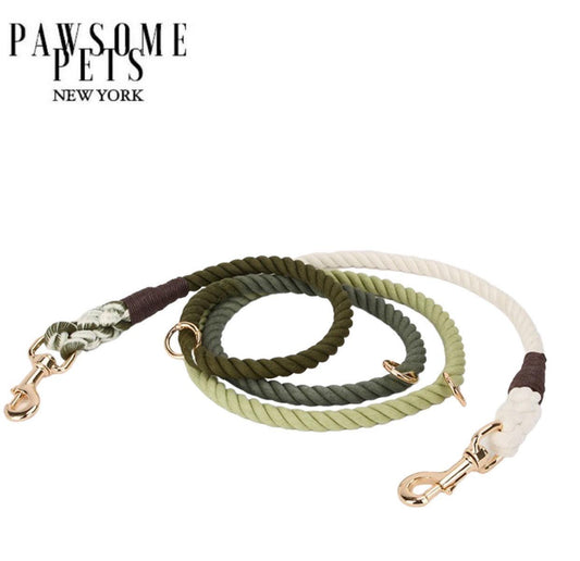 HANDS FREE DOG ROPE LEASH - OMBRE DARK OLIVE GREEN-0