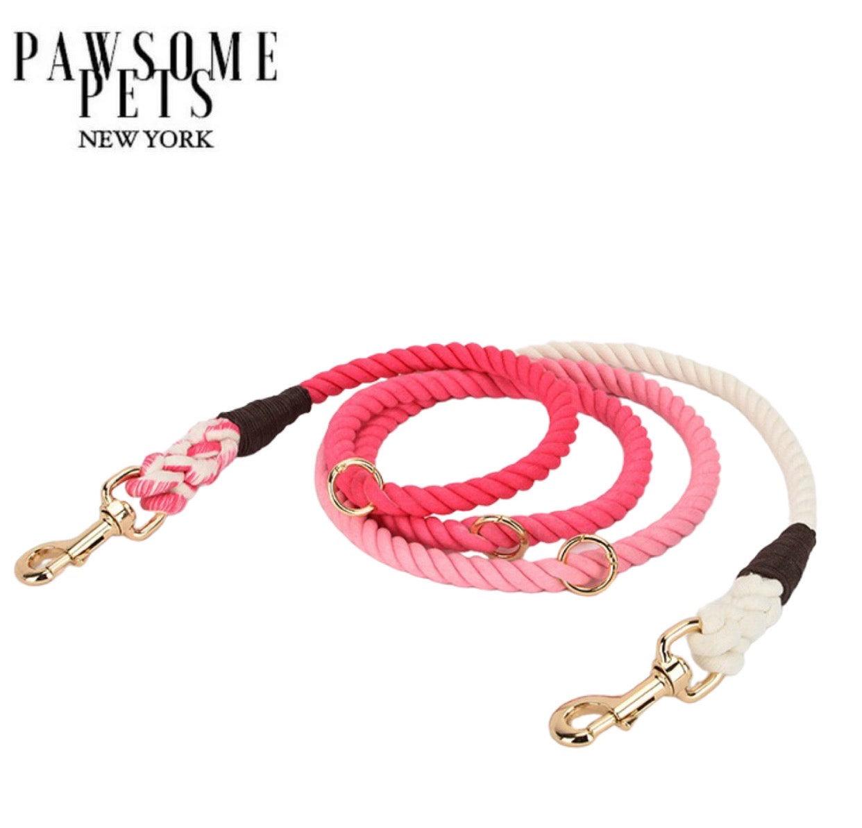 HANDS FREE DOG ROPE LEASH - OMBRE ROSE PINK-0