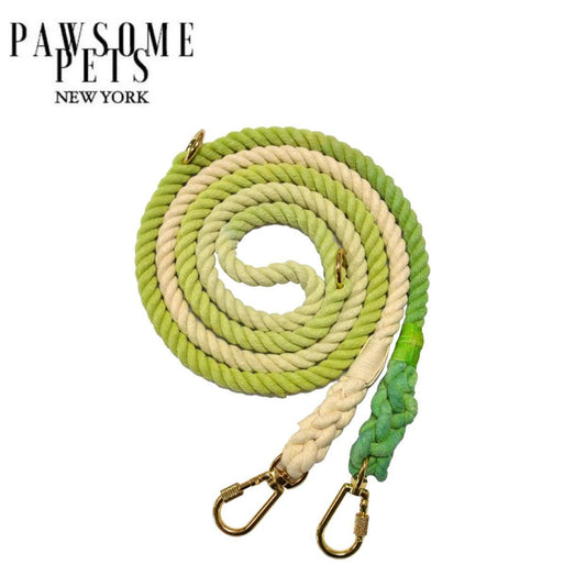 HANDS FREE DOG ROPE LEASH - OMBRE LIGHT GREEN-0