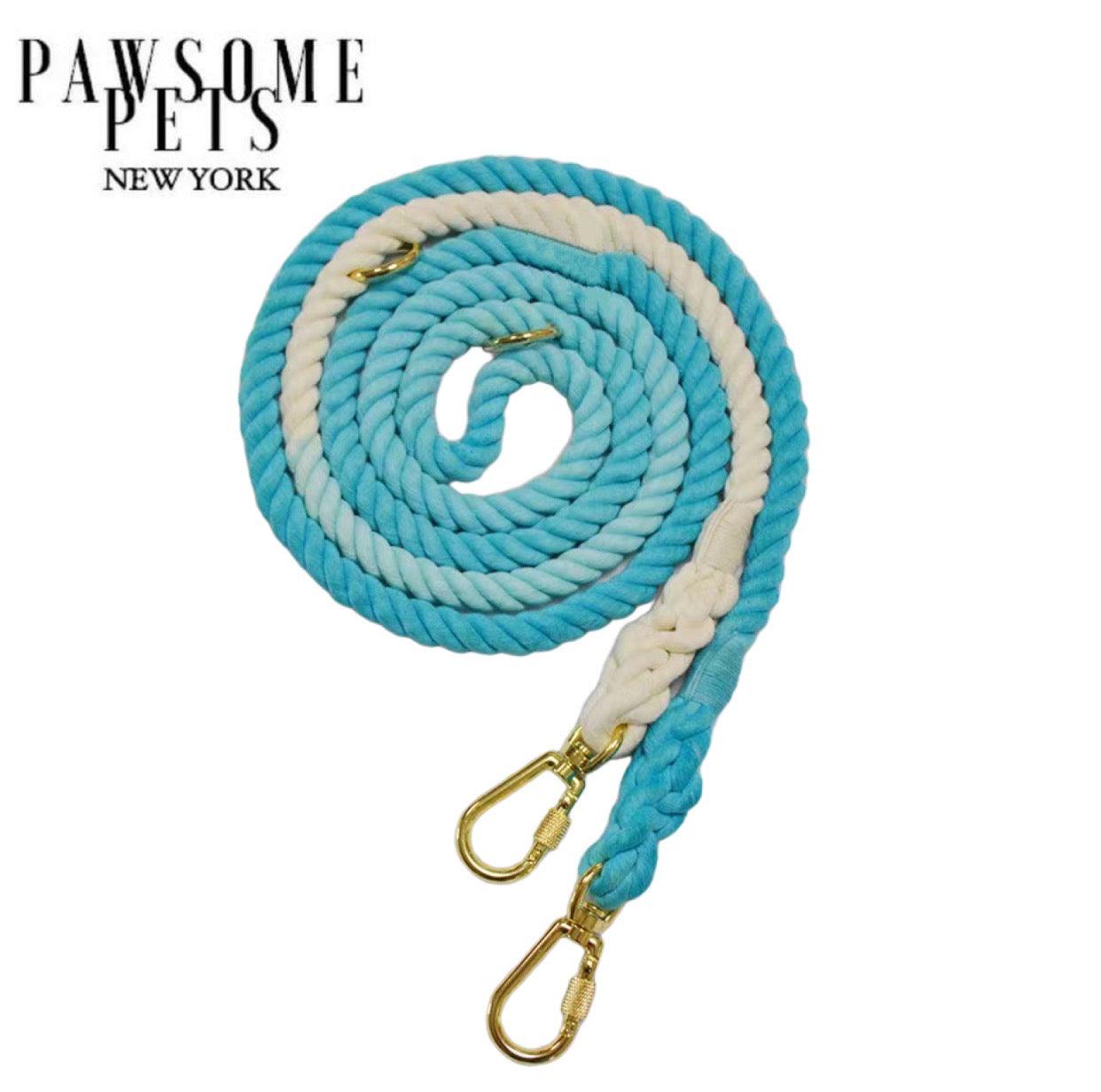 HANDS FREE DOG ROPE LEASH - OMBRE LIGHT BLUE-0