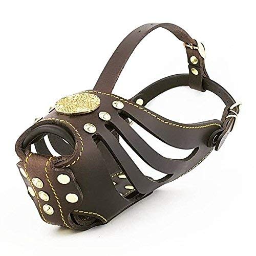 Bestia Maximus Basket Muzzle. Studded Design. Leather XL