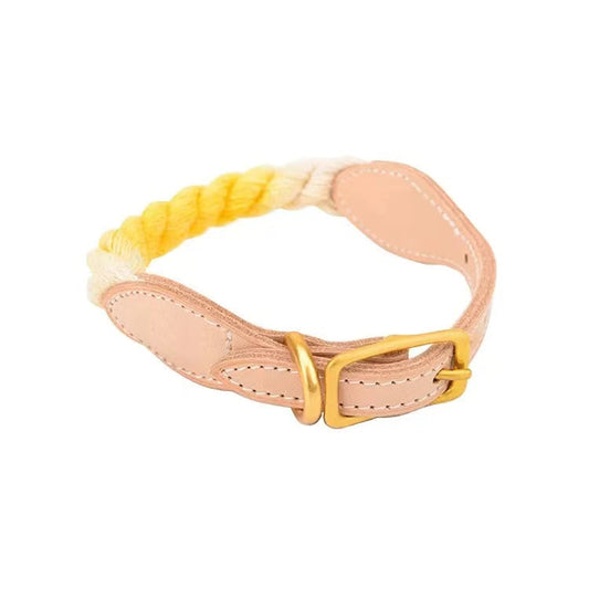 Luxe Royal Leather Rope Collar - Corn-0