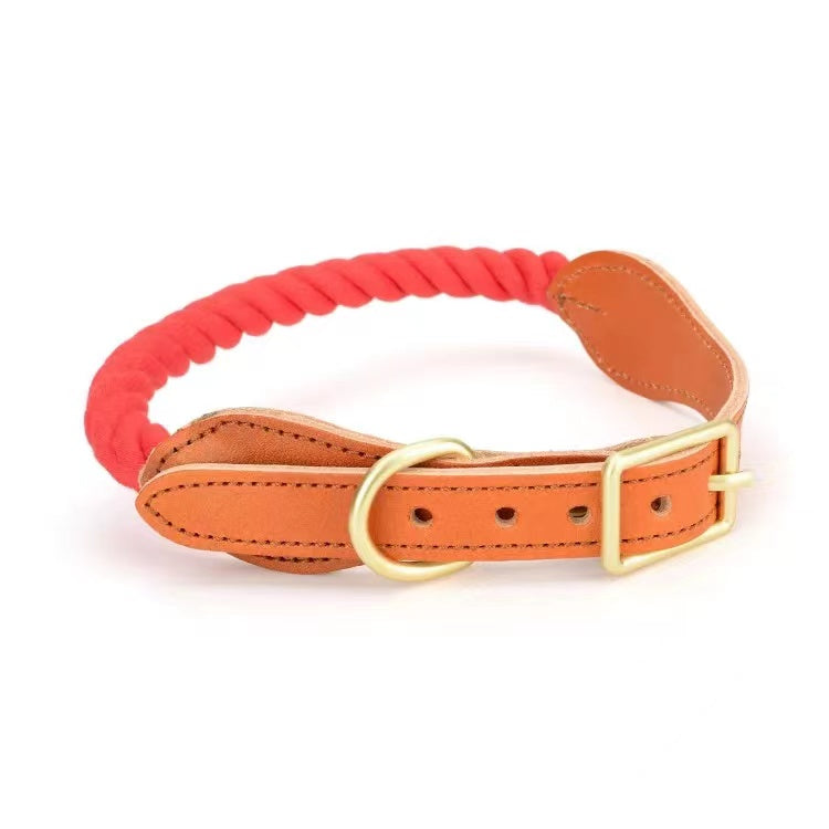 Luxe Royal Leather Rope Collar - Scarlet-0