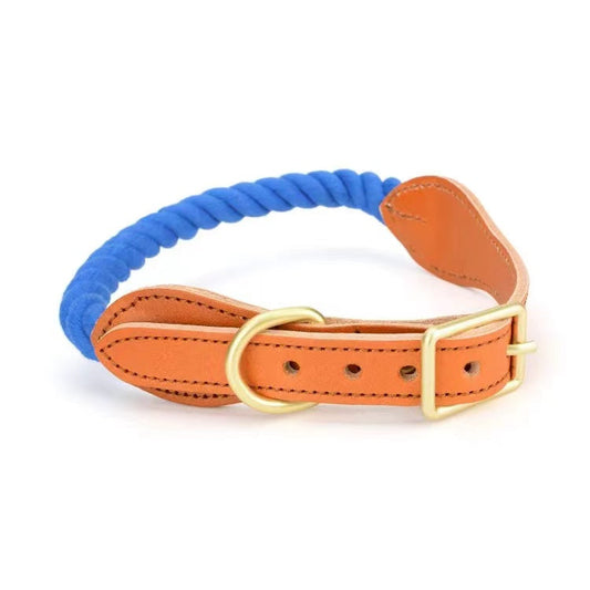 Luxe Royal Leather Rope Collar - Sapphire-0