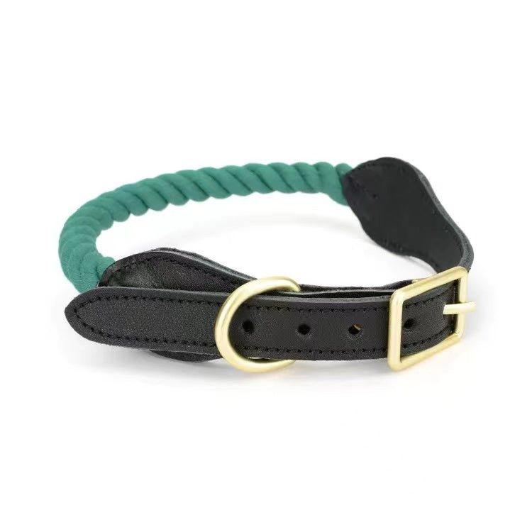 Luxe Royal Leather Rope Collar - Clover-0