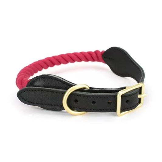 Luxe Royal Leather Rope Collar - Grapefruit-0