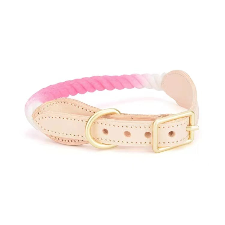 Luxe Royal Leather Rope Collar - Strawberry-0