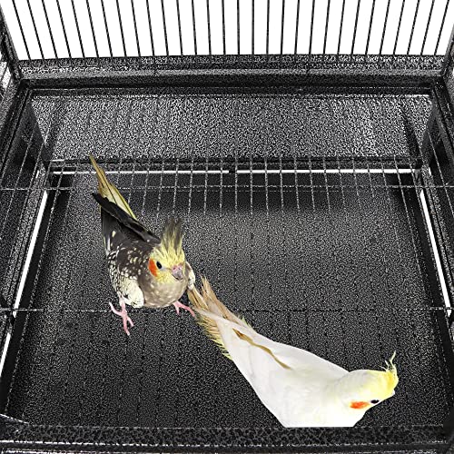 Yaheetech 69-inch Wrought Iron Rolling Large Parrot Bird Cage for African Grey Small Quaker Amazon Parrot Cockatiel Sun Parakeet Green Cheek Conure Dove Lovebird Budgie Play Top Bird Cage with Stand