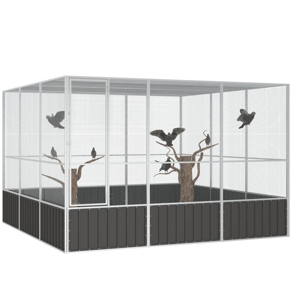 GOLINPEILO Steel Bird Cage,Large Flight King Bird Cage for Cockatiels African Grey Quaker Amazon Sun Parakeets Green Cheek Conures Pigeons Parrot Bird Cage Birdcage,Anthracite 119.1"x127.8"x83.3" -406