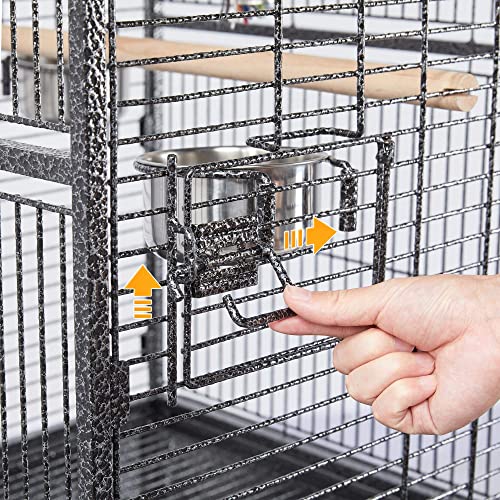 Yaheetech 69-inch Wrought Iron Rolling Large Parrot Bird Cage for African Grey Small Quaker Amazon Parrot Cockatiel Sun Parakeet Green Cheek Conure Dove Lovebird Budgie Play Top Bird Cage with Stand