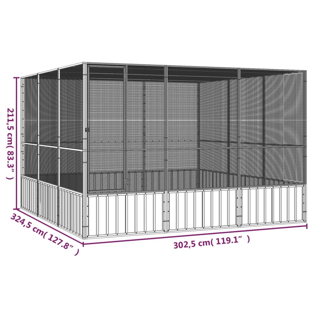 GOLINPEILO Steel Bird Cage,Large Flight King Bird Cage for Cockatiels African Grey Quaker Amazon Sun Parakeets Green Cheek Conures Pigeons Parrot Bird Cage Birdcage,Anthracite 119.1"x127.8"x83.3" -406