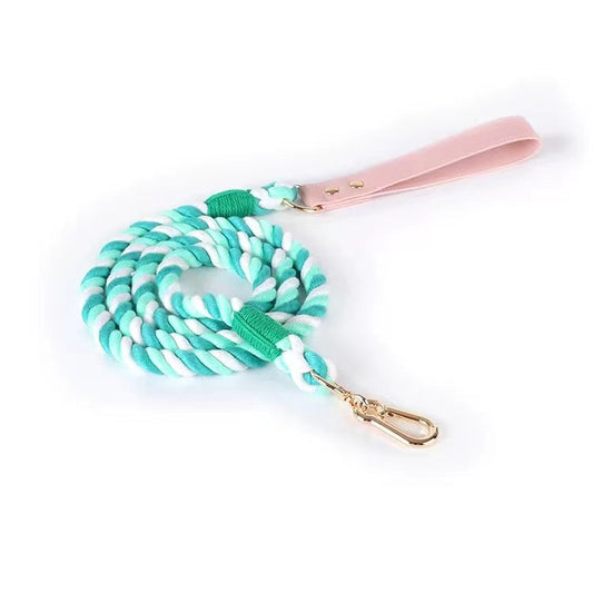 Luxe Royal Pink Leather Rope Leash - Spring-0