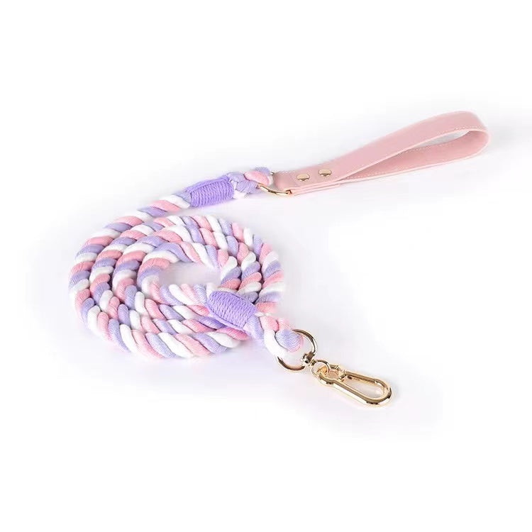 Luxe Royal Pink Leather Rope Leash - Skyfall-0