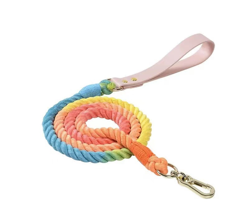 Luxe Royal Pink Leather Rope Leash - Classic Love-0