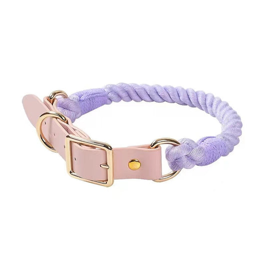 Luxe Royal Leather Rope Collar - Heliotrope-0