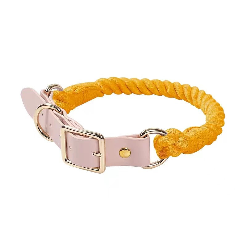 Luxe Royal Leather Rope Collar - Bee-0