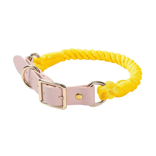 Luxe Royal Leather Rope Collar - Sunshine-0