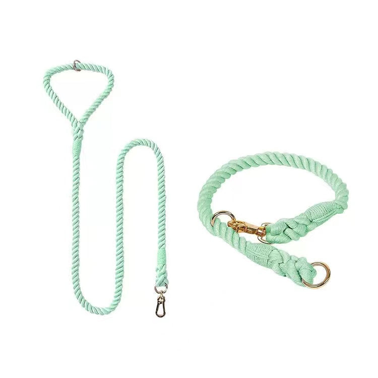 Dog Rope Leash and Collar Set - Mint Green-0