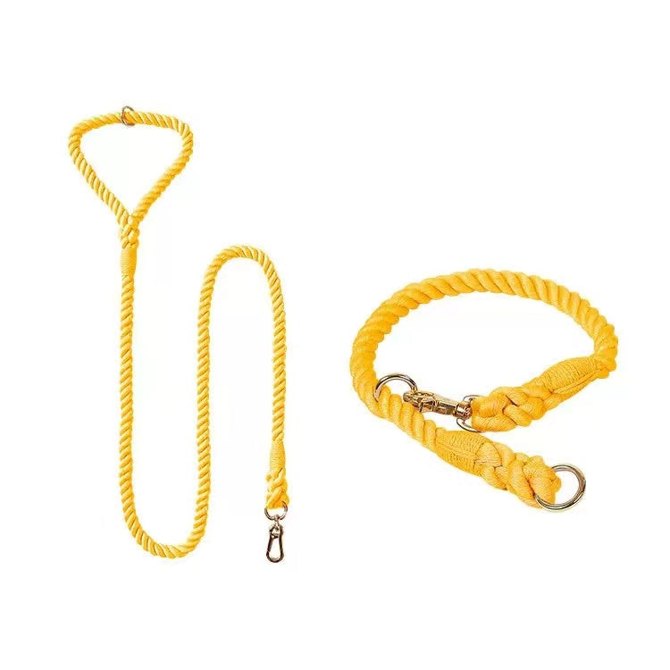 Dog Rope Leash and Collar Set - Golden Garden-0