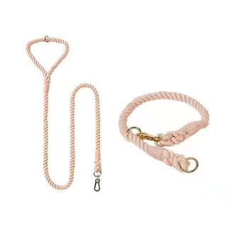 Dog Rope Leash and Collar Set - Cotton Coral-0