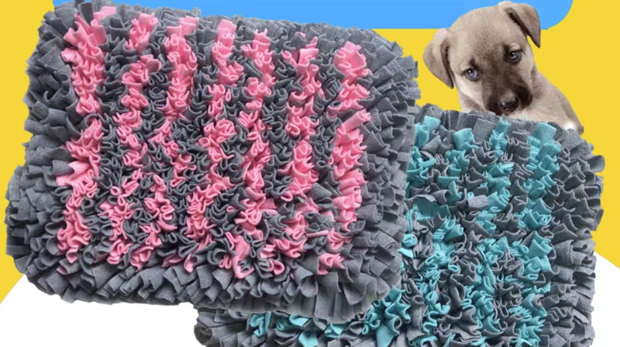 Pets Puzzle Toys Snuffle Mat - Pink and Light Blue-0