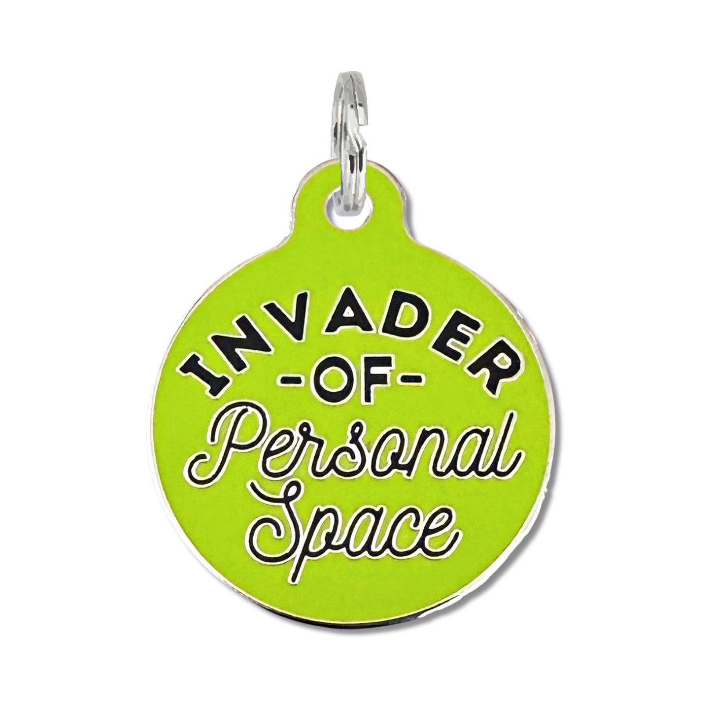 Invader Personal Space - Dog ID Tag or Collar Charm: Black / Collar Charm (backside blank) / Small 1"