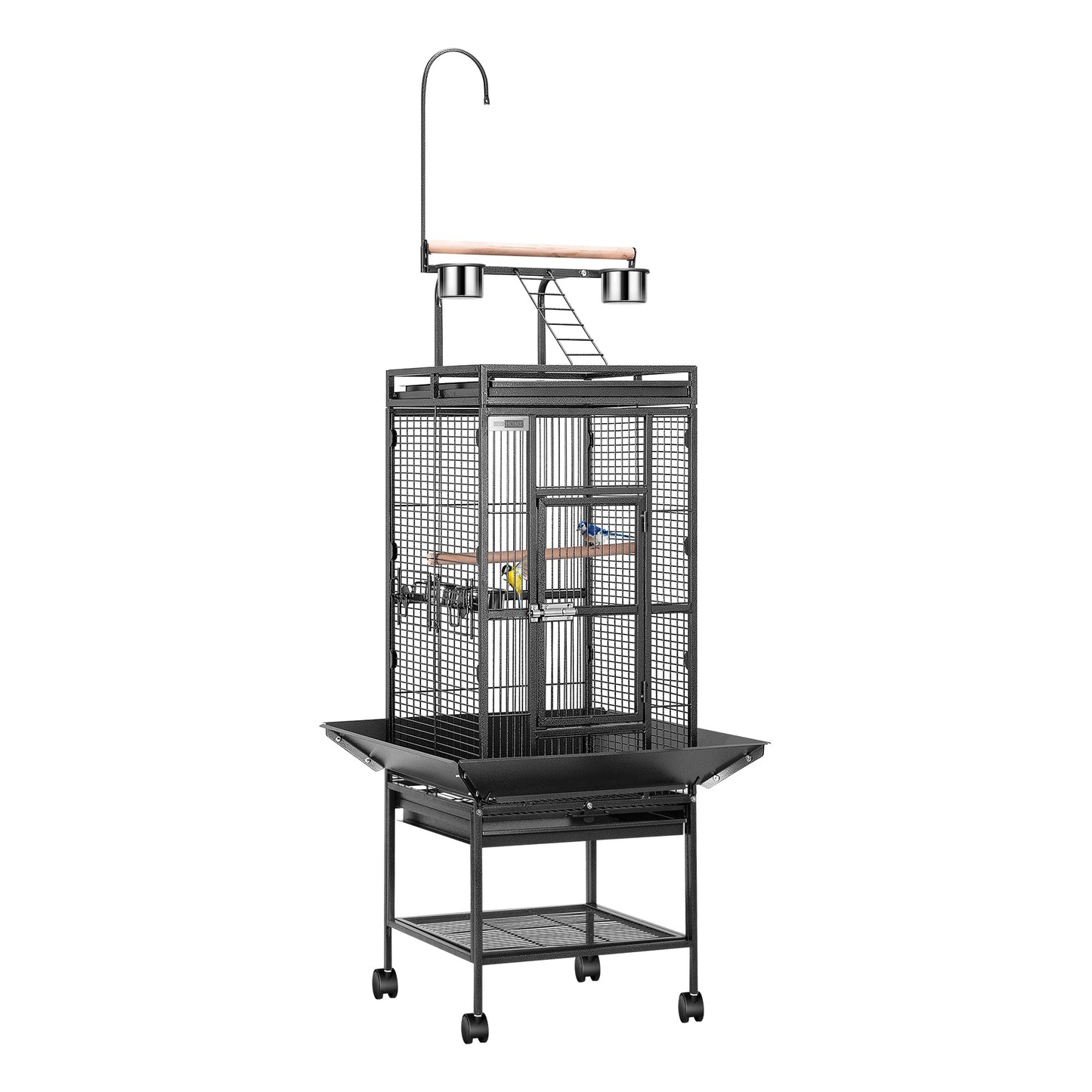 VIVOHOME 72 Inch Wrought Iron Large Bird Cage with Play Top and Stand for Parrots Lovebird Cockatiel Parakeets