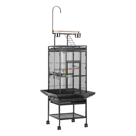 VIVOHOME 72 Inch Wrought Iron Large Bird Cage with Play Top and Stand for Parrots Lovebird Cockatiel Parakeets