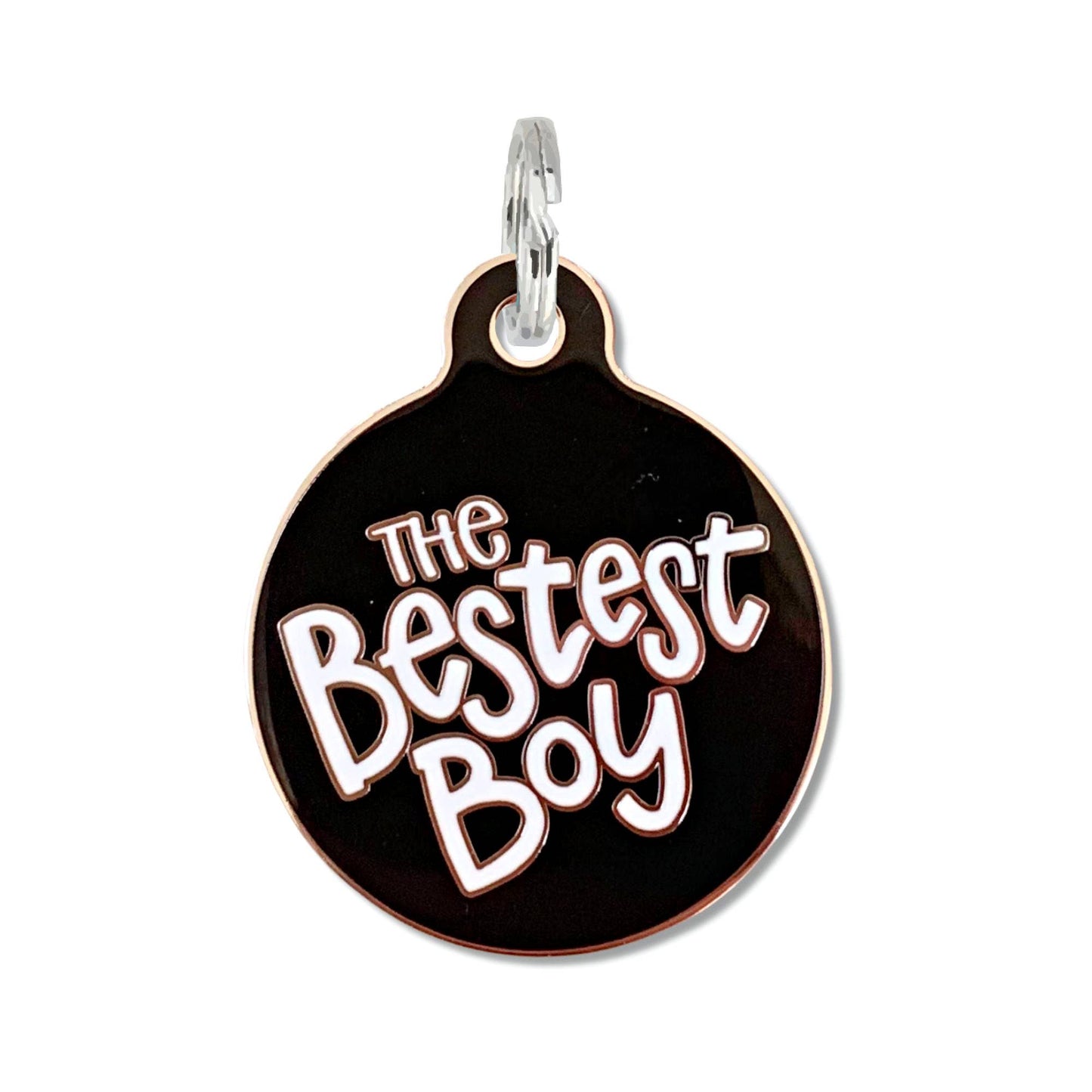 The Bestest Boy - Dog Collar Charm or Pet ID Tag: Blue / Collar Charm (blank backside) / Small 1"