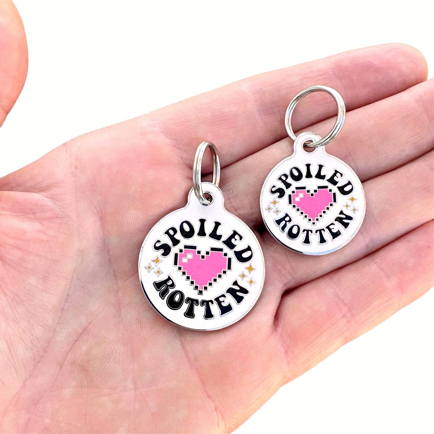 Spoiled Rotten - Dog ID Pet Tag Collar Charm Accessory: Collar Charm (blank backside) / Large 1.25"