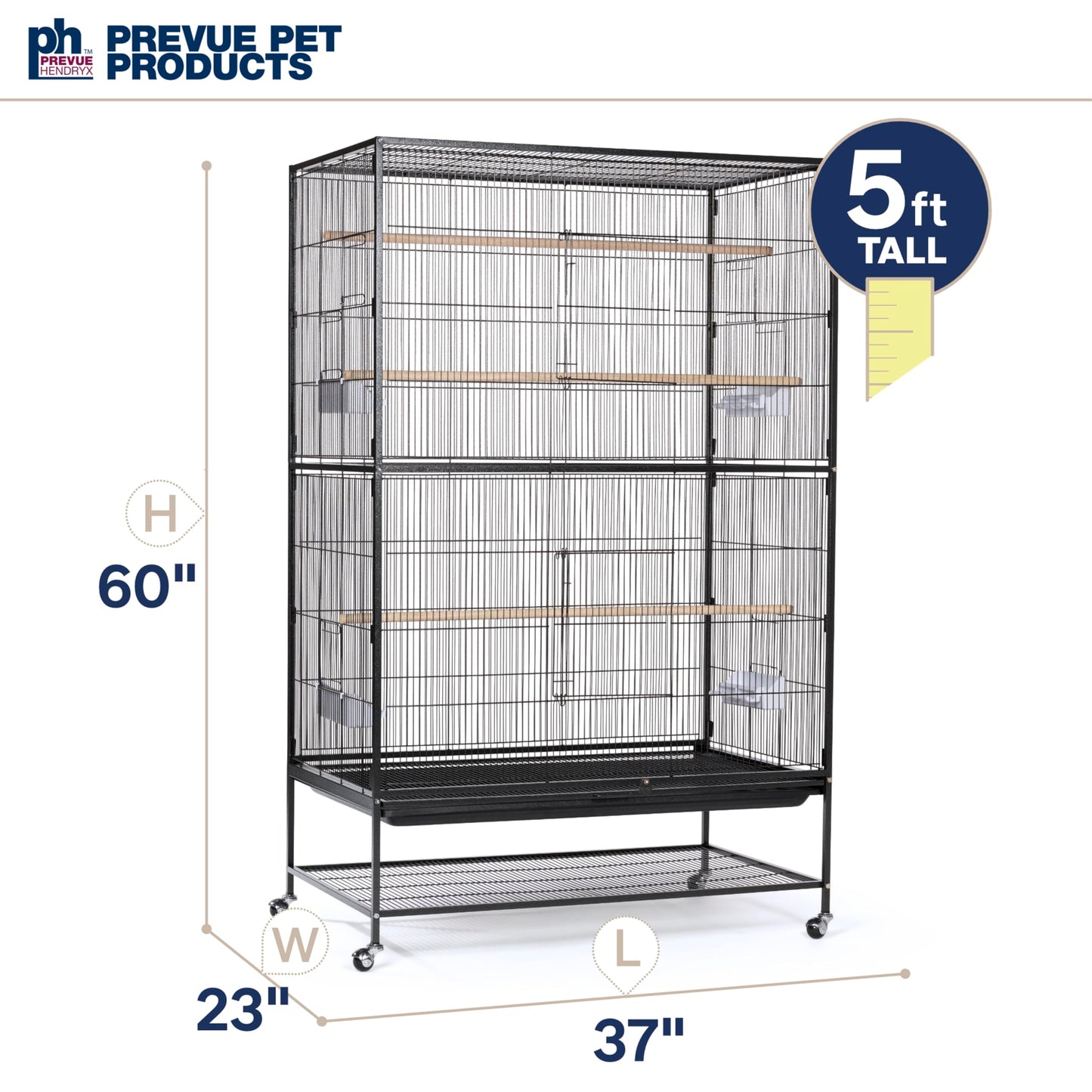 Prevue Hendryx Pet Products Wrought Iron Flight Cage, Large, Hammertone Black