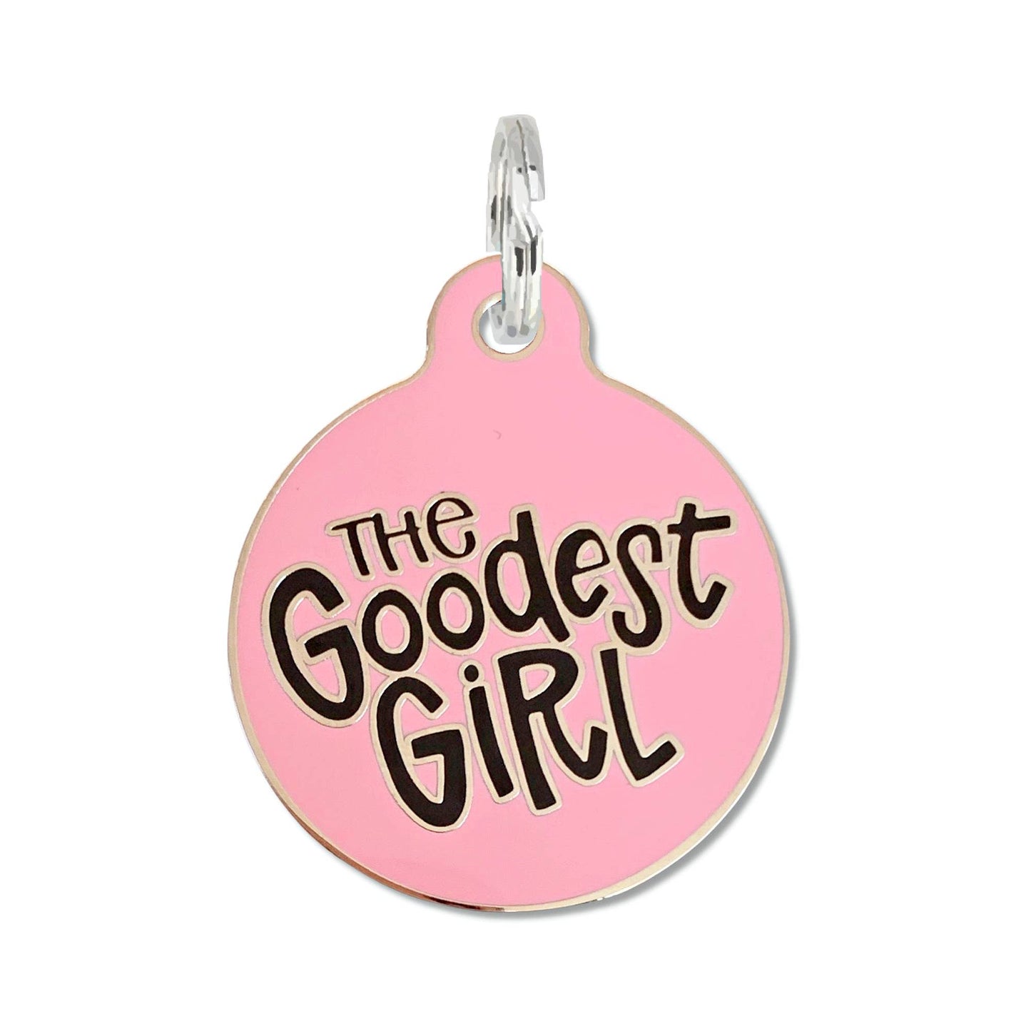 The Goodest Girl - Dog Tag Collar Charm or Pet ID Tag: Purple / Collar Charm (blank backside) / Small 1"