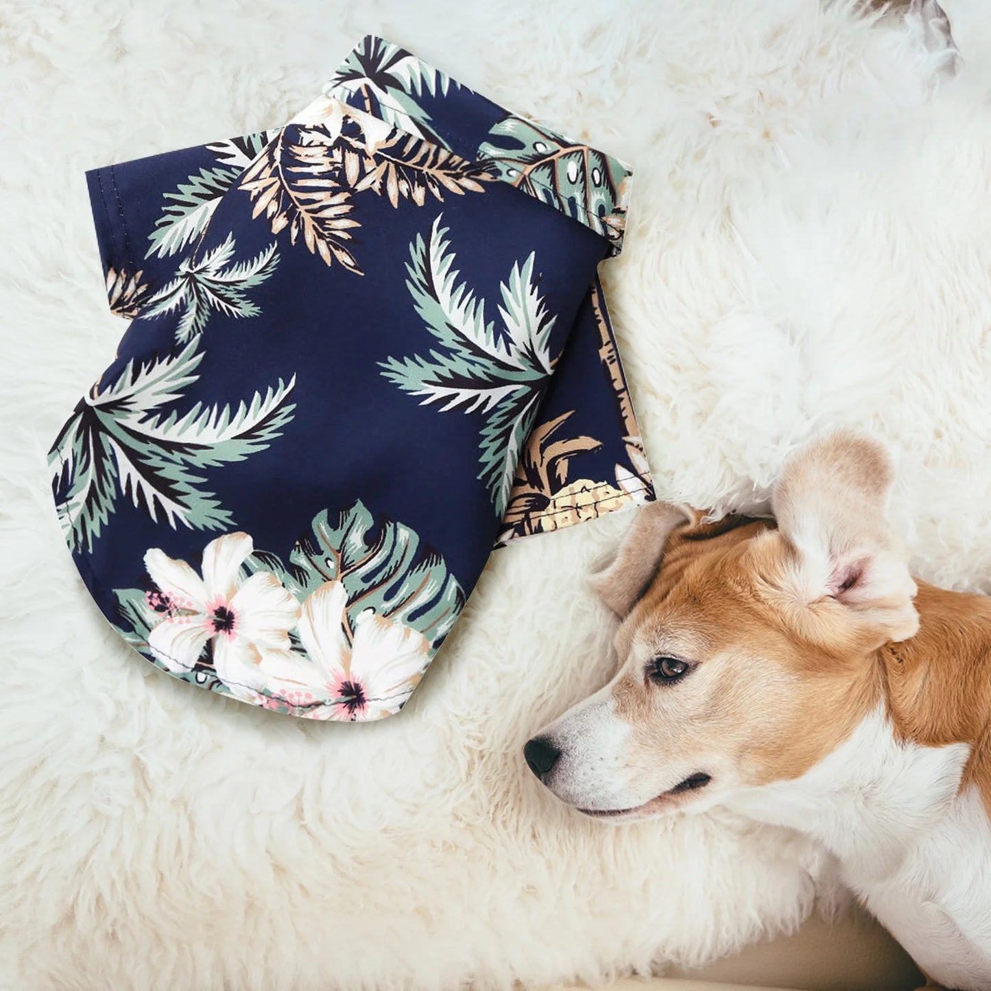 Pet Summer T Shirts Hawaii Style Floral Dog Shirt Hawaiian Printed Pet T Shirts Breathable Cool Clothes Beach Seaside Puppy Shirt Sweatshirt for Small Puppy and Plaid Dog Sweater Dog Vests for Small